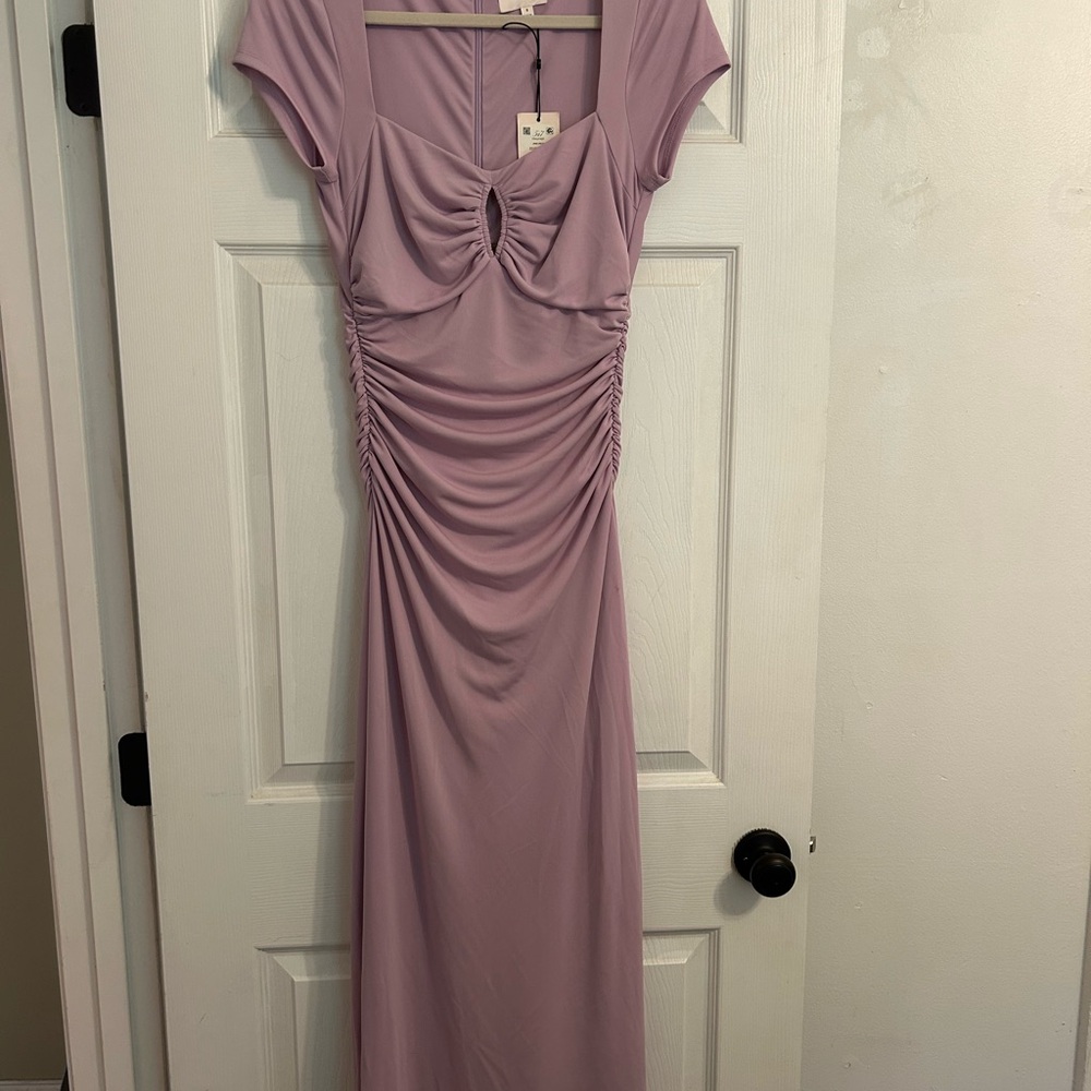 Elegant Lavender Ruched Dress